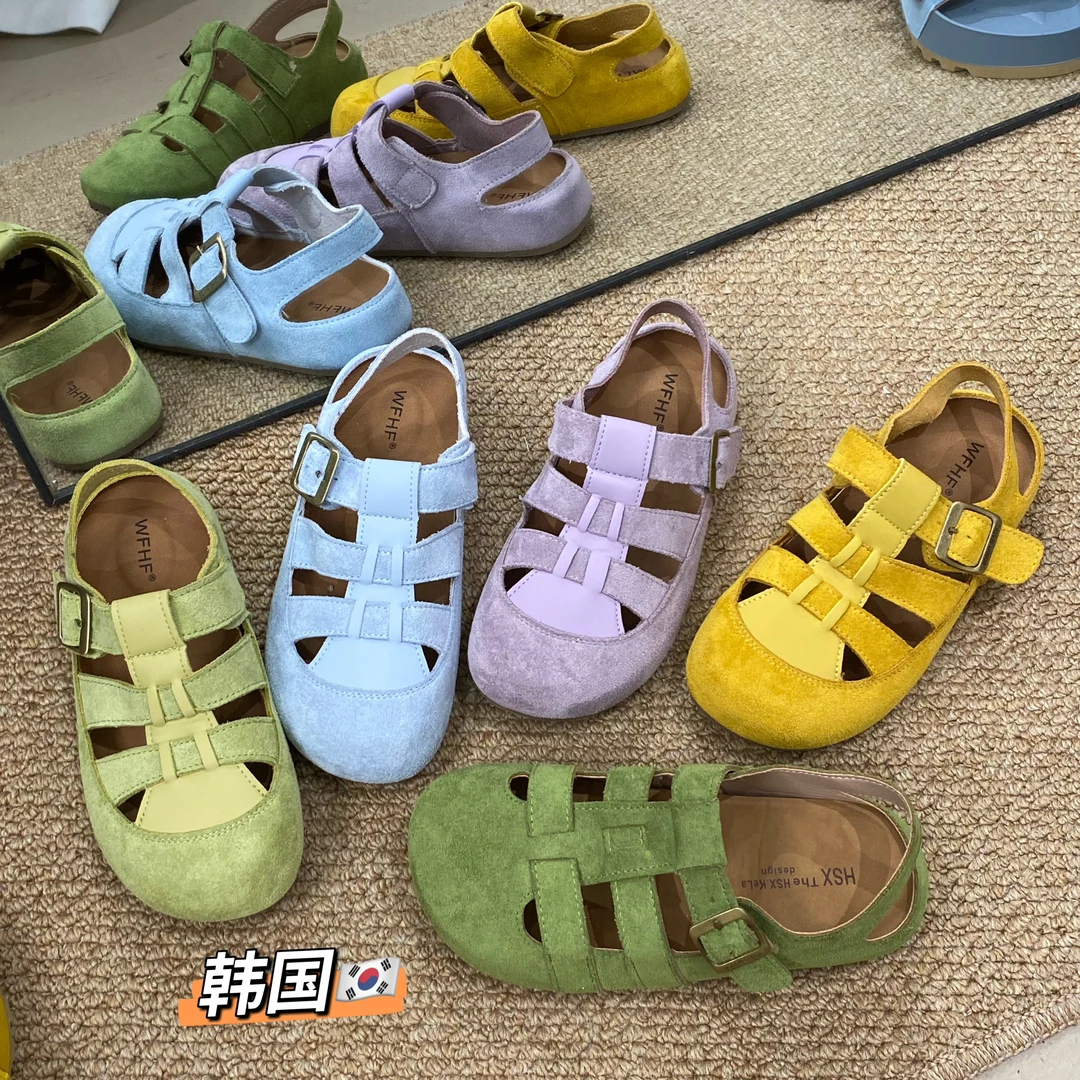 唐小小~！（断码清仓专柜尾货）增高勃肯鞋包头编织凉鞋