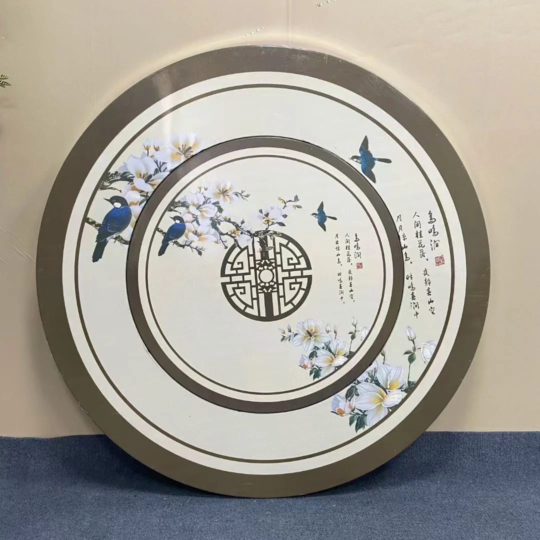 304不锈钢餐桌彩图圆桌内置转盘内折叠桌子餐厅酒店家用吃饭桌子