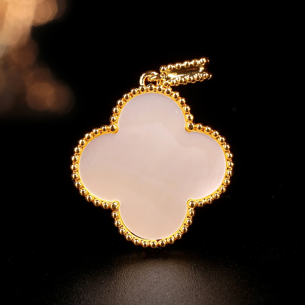 【小洁专属】通体18K金白贝壳（贝母）四叶吊坠20mm （不含链）时尚