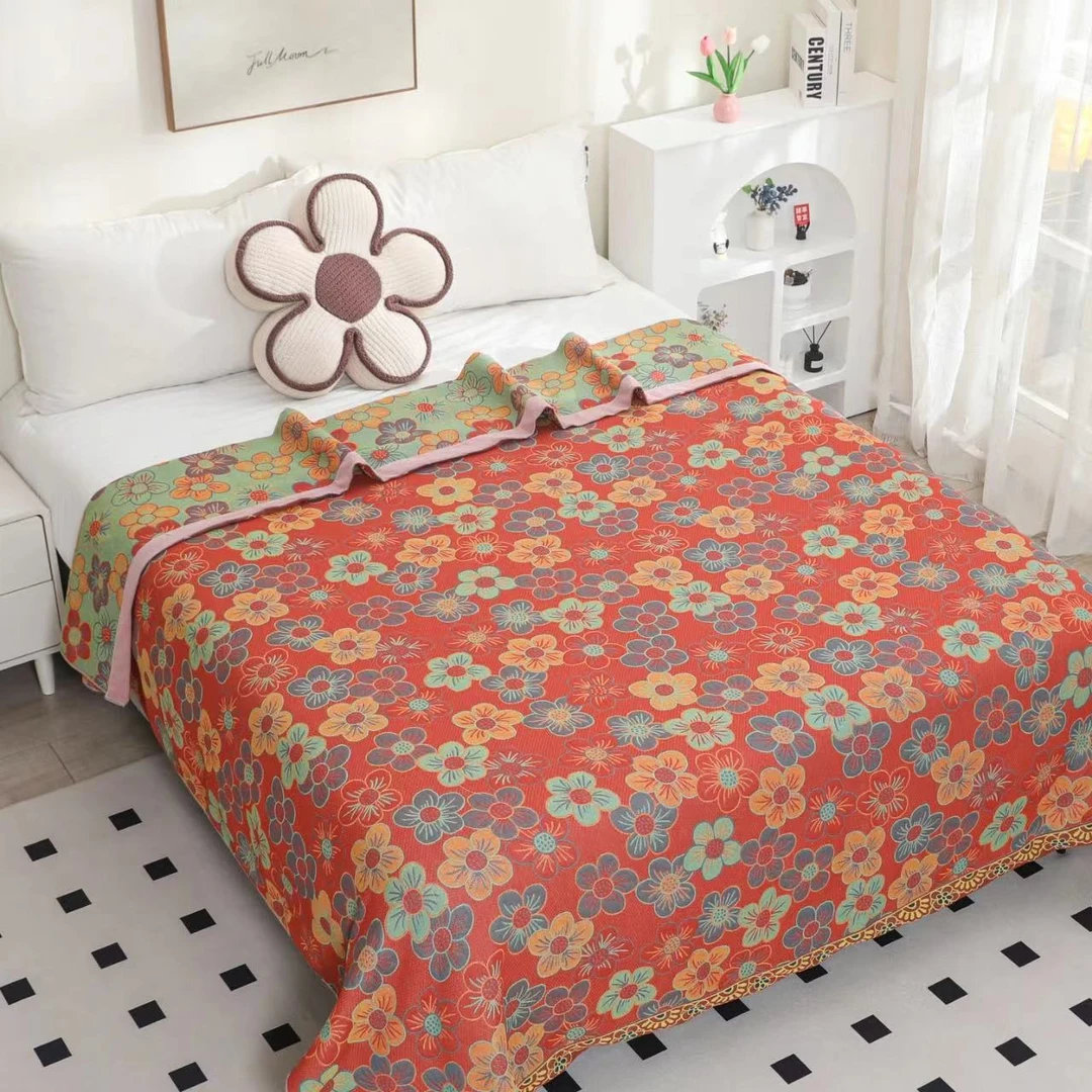 【迎春花】轻奢2.0*2.3大尺寸多功能盖毯毛巾被多功能盖毯