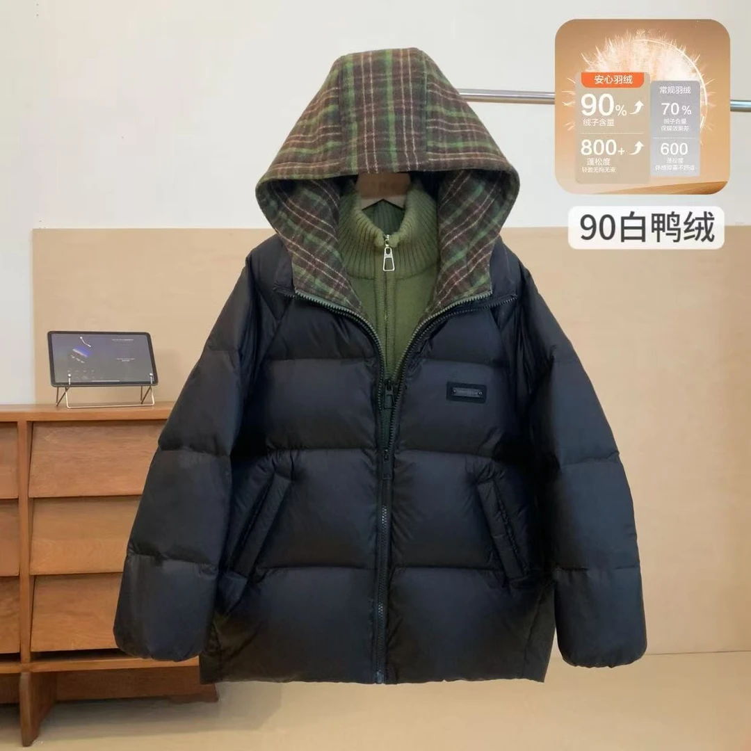 【一歌时代】假两件90白鸭绒连帽羽绒服韩版男女童加厚羽绒服YG5625