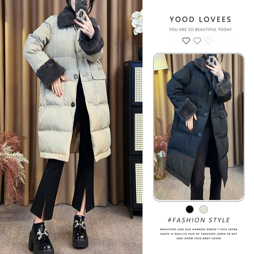 韩版保暖显瘦轻奢气质中长款棉服女2025冬季新款加厚时尚棉衣棉袄