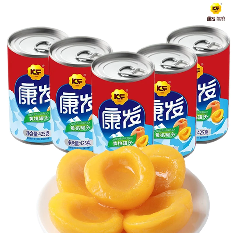 康发黄桃罐头黄桃罐头425g*5罐水果罐头黄桃罐头
