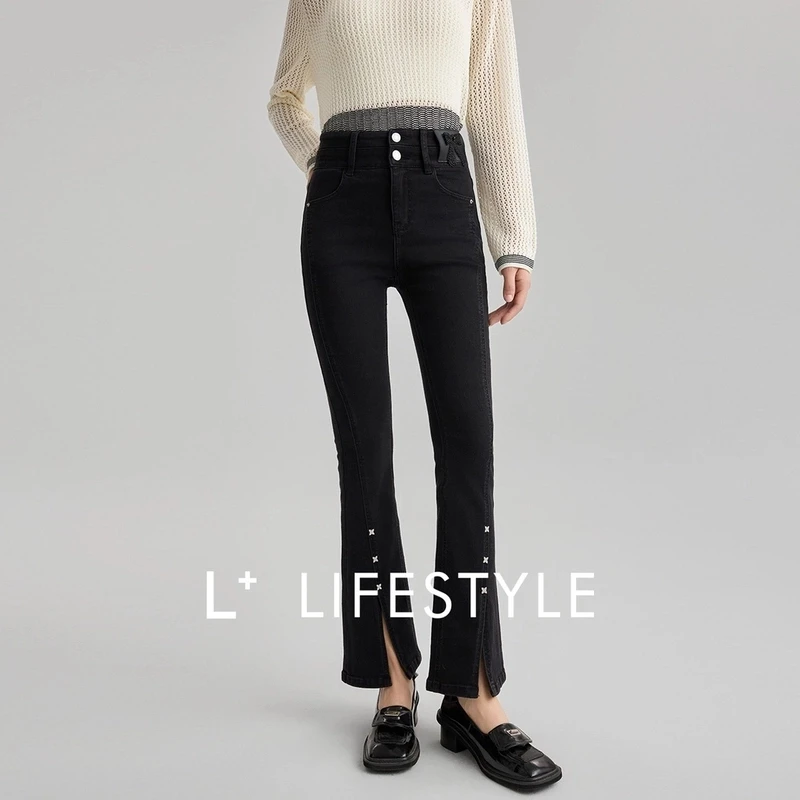 【谷邦L+】lifestyle 微喇开叉牛仔裤 L5195016-6