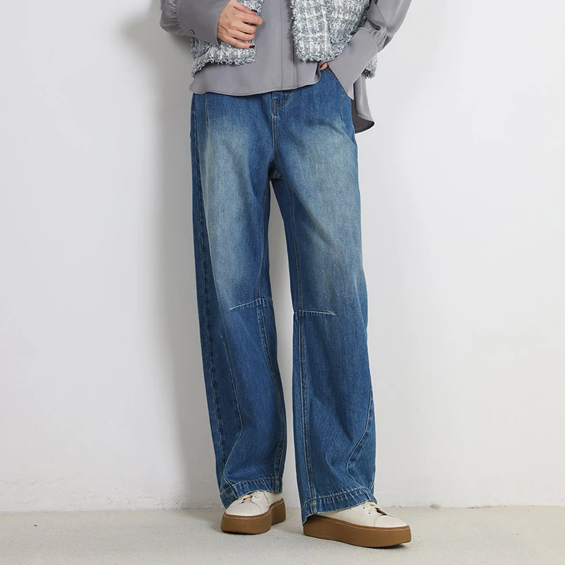 Jane express/简表达25年春牛仔裤长裤香蕉裤复古休闲CKZ53001