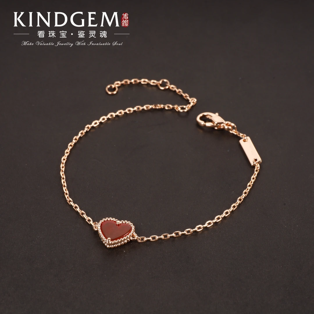 铜合金手链 气质优雅百搭红色爱心精致手链（19cm）KC-29845