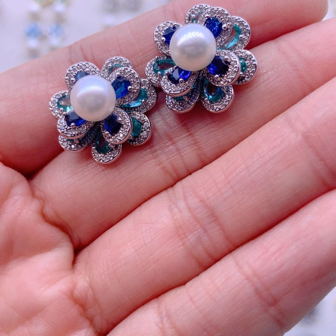 合金淡水珍珠耳饰