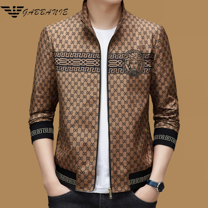 意大利夹克男装休闲外套长袖时尚春秋季潮流立领中青年夹棉夹克衫