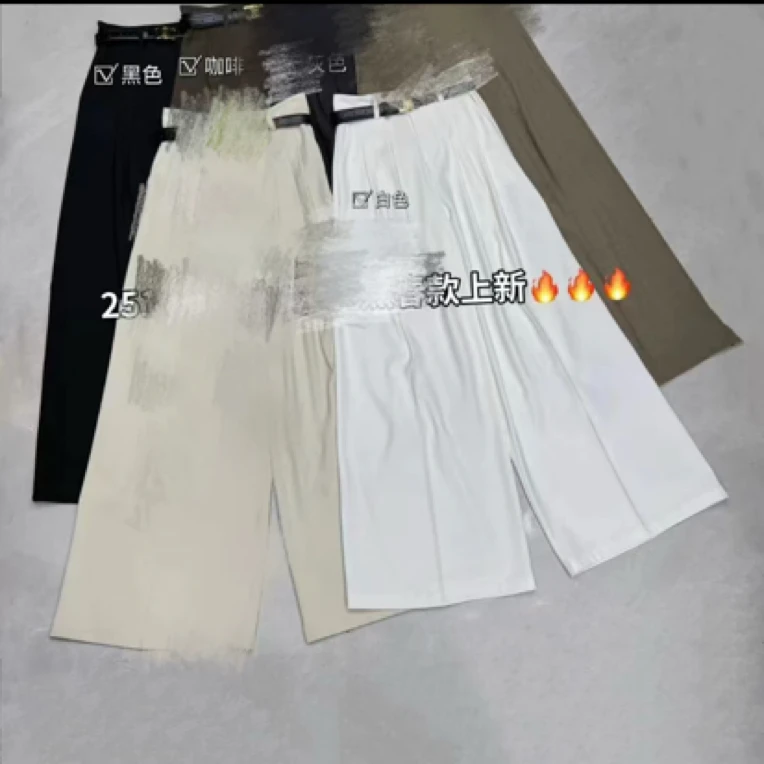 25126高腰西装直筒拖地裤