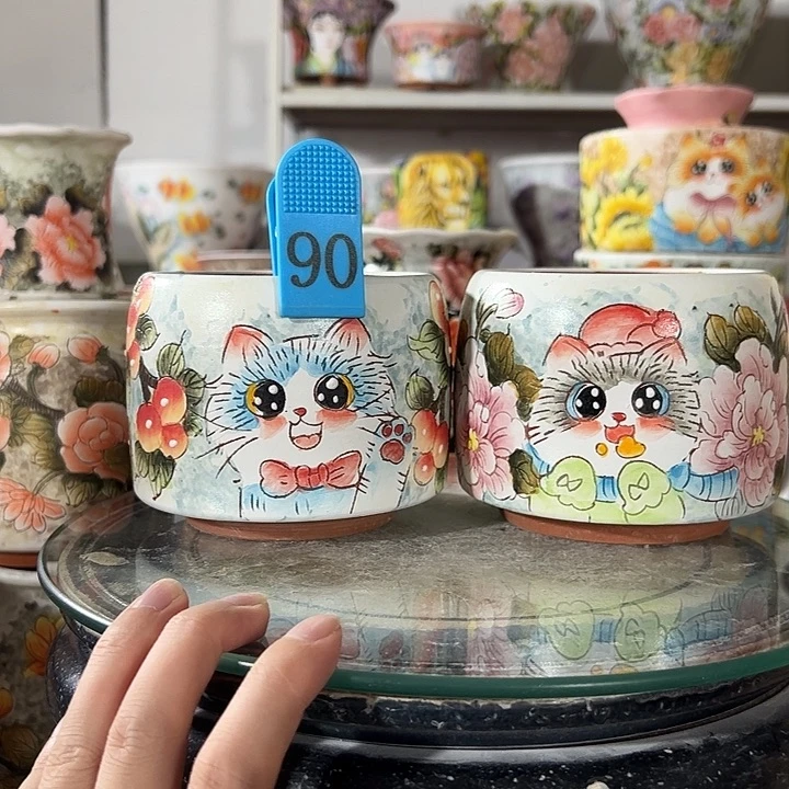 景德镇幸运花盆手绘盆