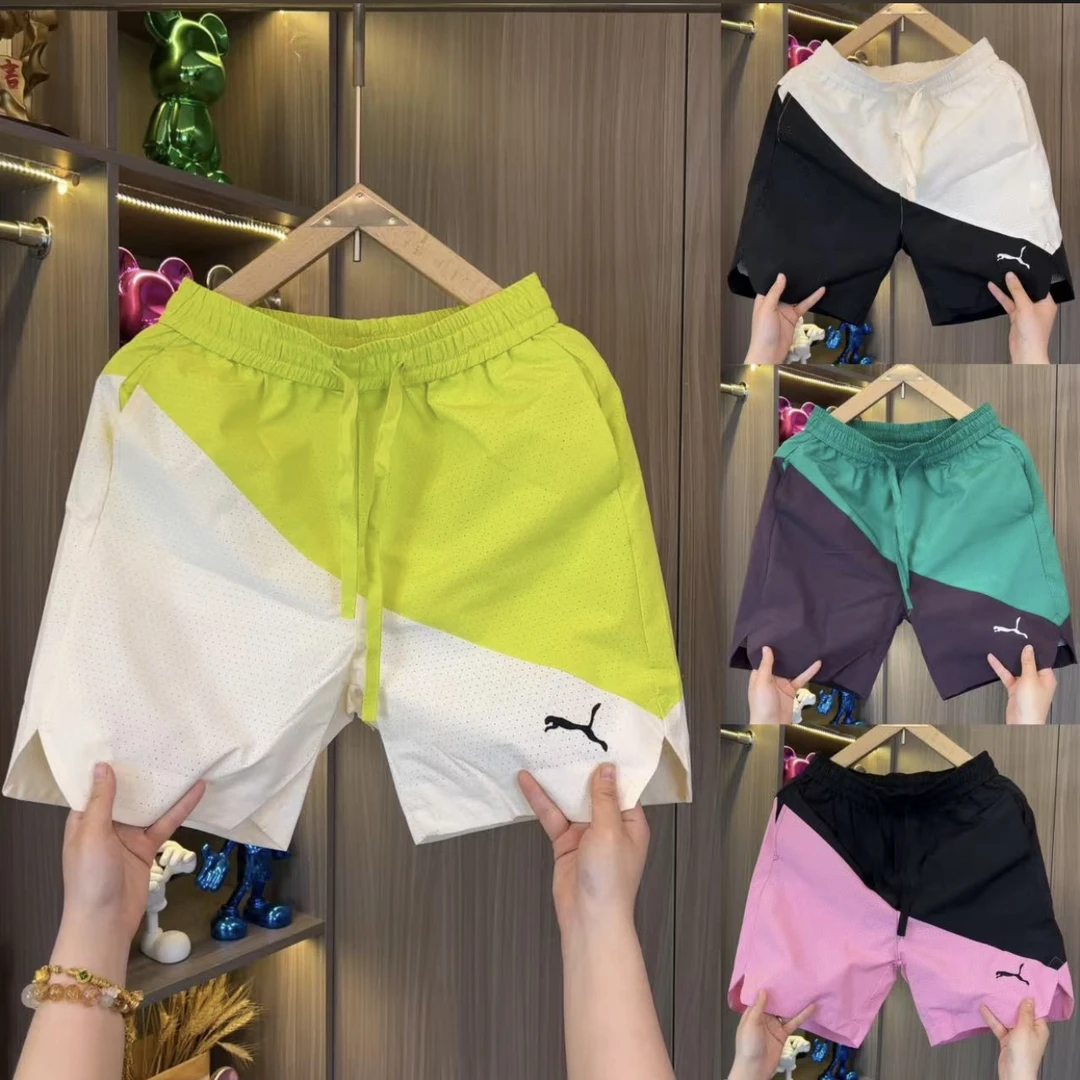 夏季新款拼色刺绣图案工艺透气百搭休闲短裤813