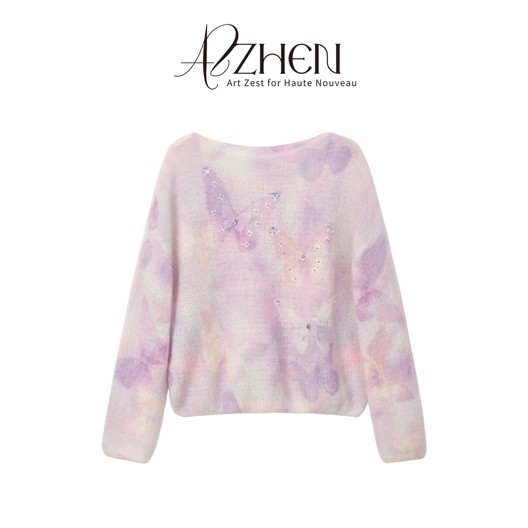 （七夕新款）AZZHEN【蝴蝶定律】绵羊毛马海毛混纺毛衣AZ4KBS55-00