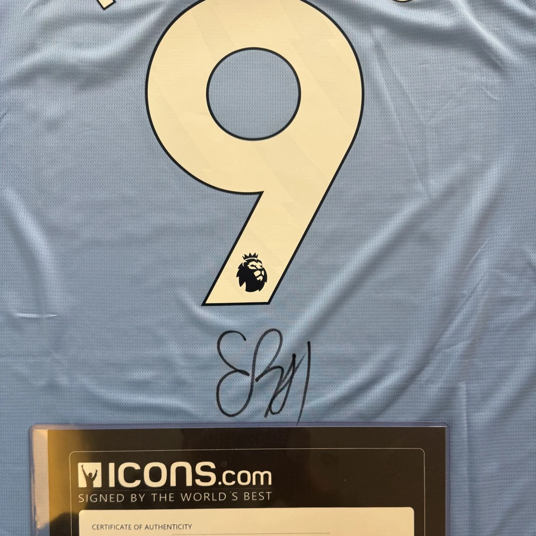 哈兰德曼城主场亲签球衣【含icons证书】