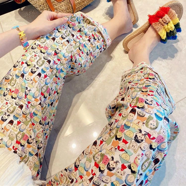 遛弯裤美式卡通睡裤女宽松春秋新款居家长裤休闲可外穿睡衣裤子