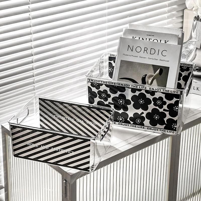 简约ins桌面化妆品收纳整理盒护肤品面膜杂物茶几零食塑料收纳筐