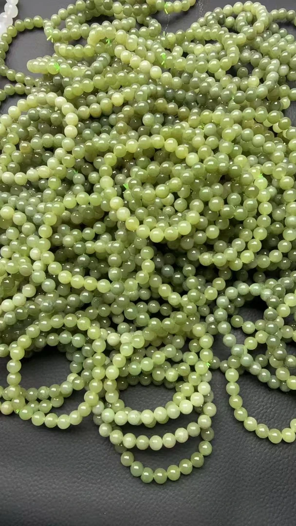 新疆若羌和田玉青提葡萄手串卡8mm 多样性发一 微棉