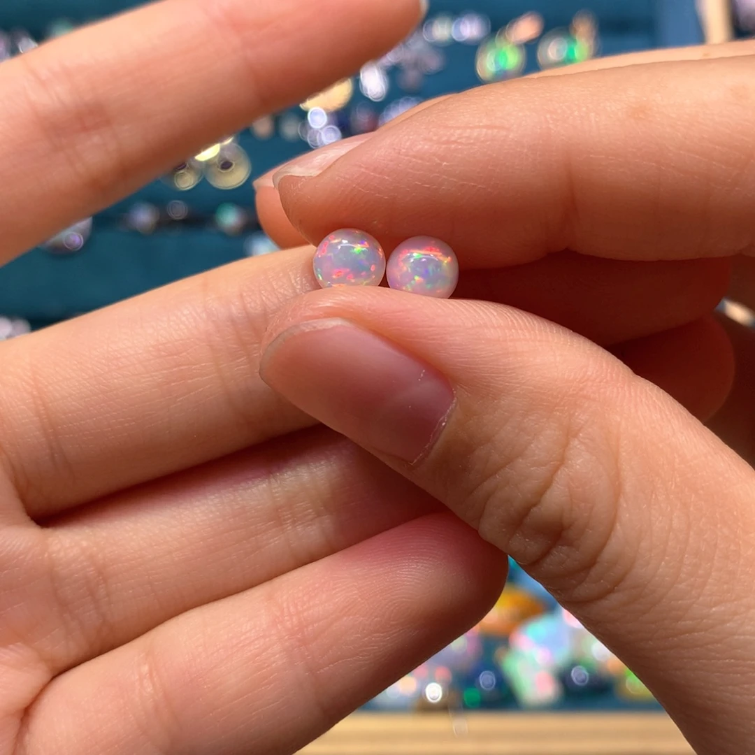 C***。欧泊银S925镶嵌耳钉裸石镶嵌