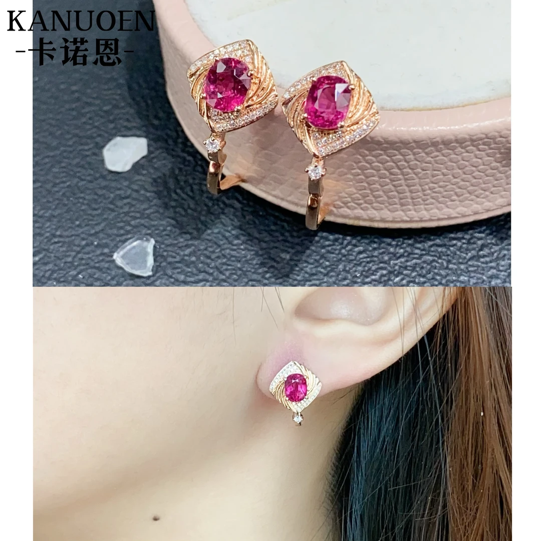 卡诺恩彩宝18k镶嵌钻石天然碧玺耳扣设计卢比莱精致daf