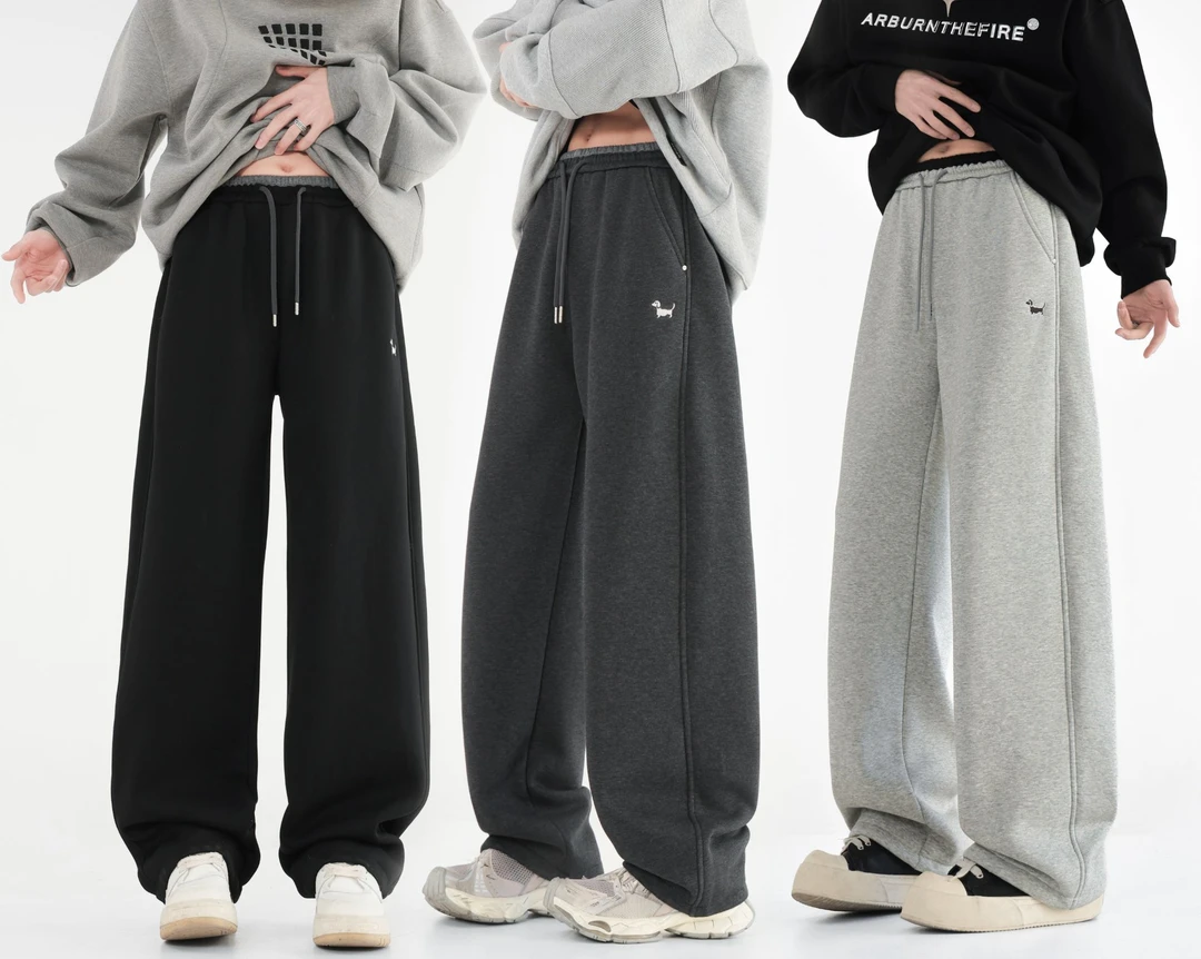 男大童超厚超软加绒青少年校园风学生男女高个子加长运动直筒卫裤