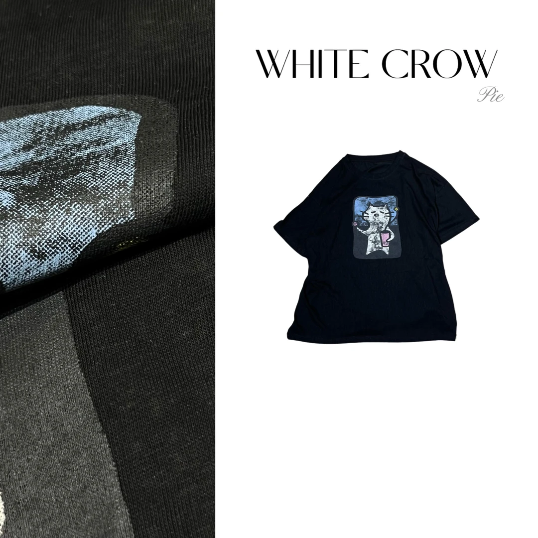 【喝水猫咪】夏款短袖 素描宽松T恤10098