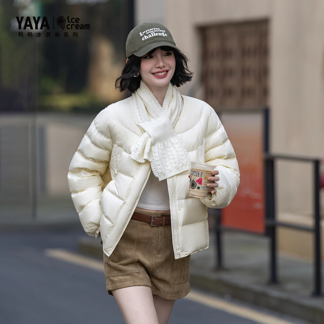 YAYA/鸭鸭羽绒服女款爆款2025新款正品新国标90绒外出新款外套