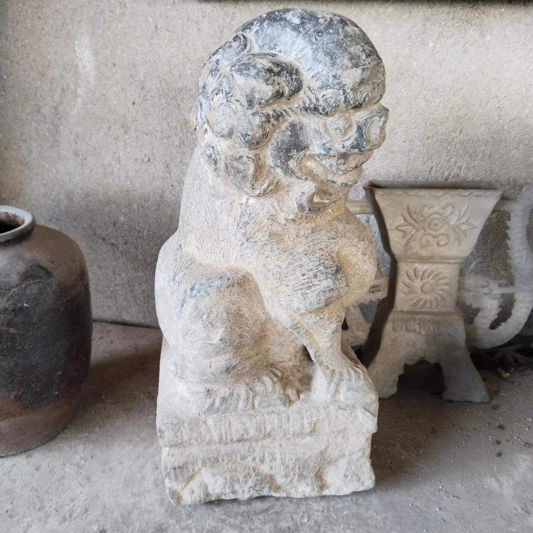 民俗老物件老狮子皮壳包浆醇厚雕工精美