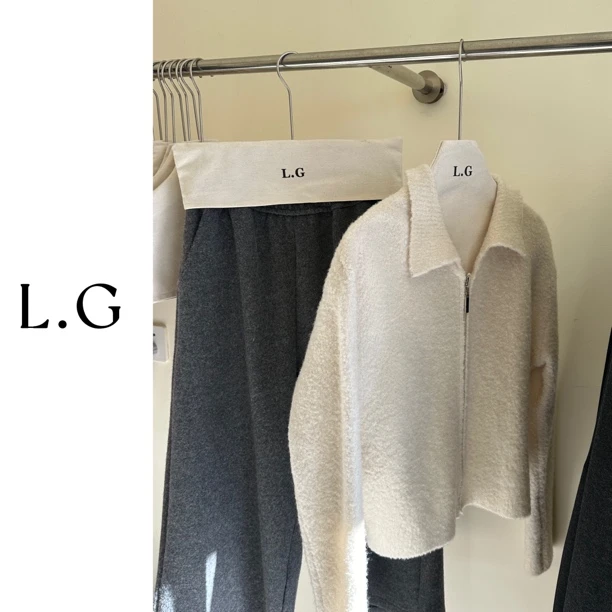 L.G-翻领圈圈毛开衫拉链