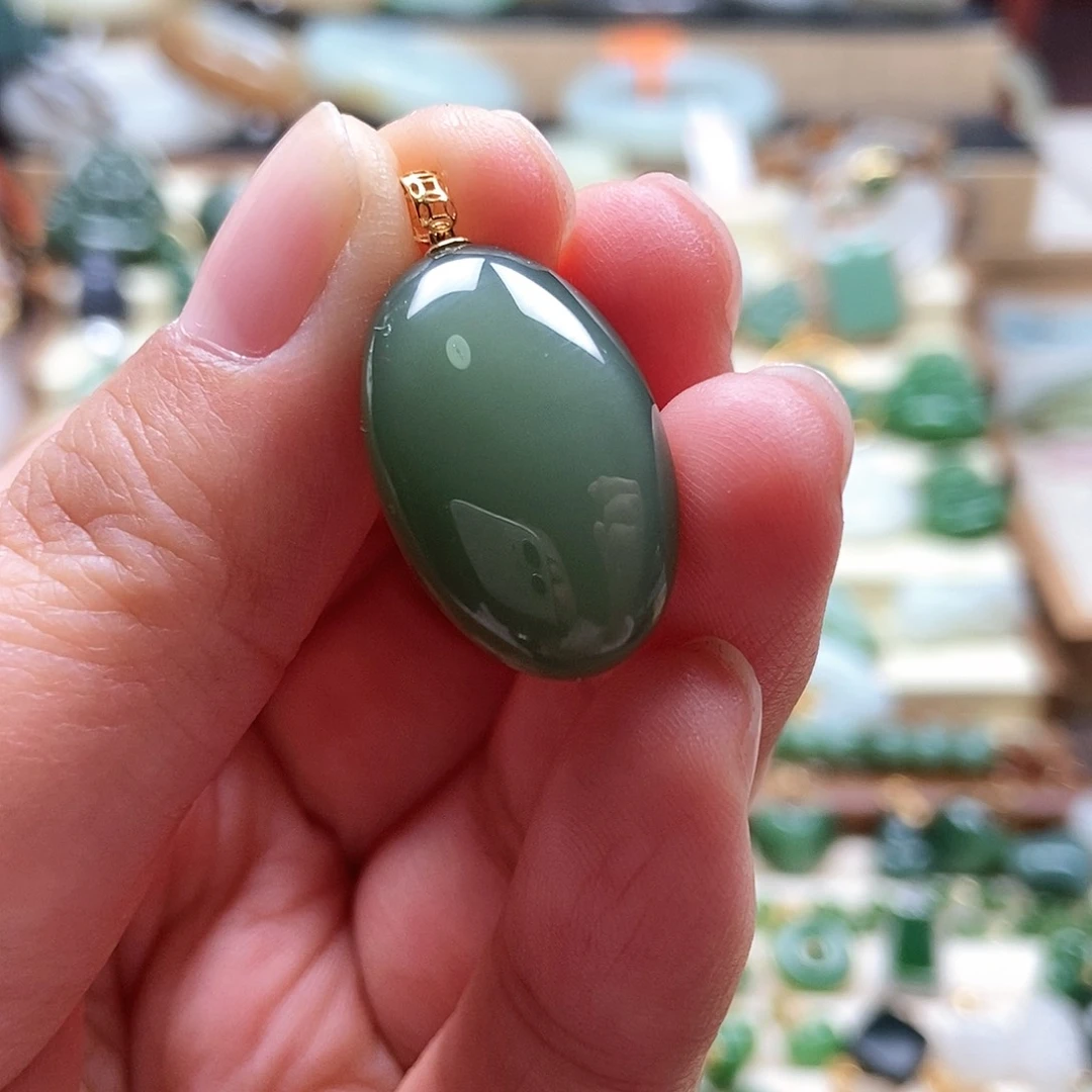 吊坠(不含链)18K金镶嵌和田玉