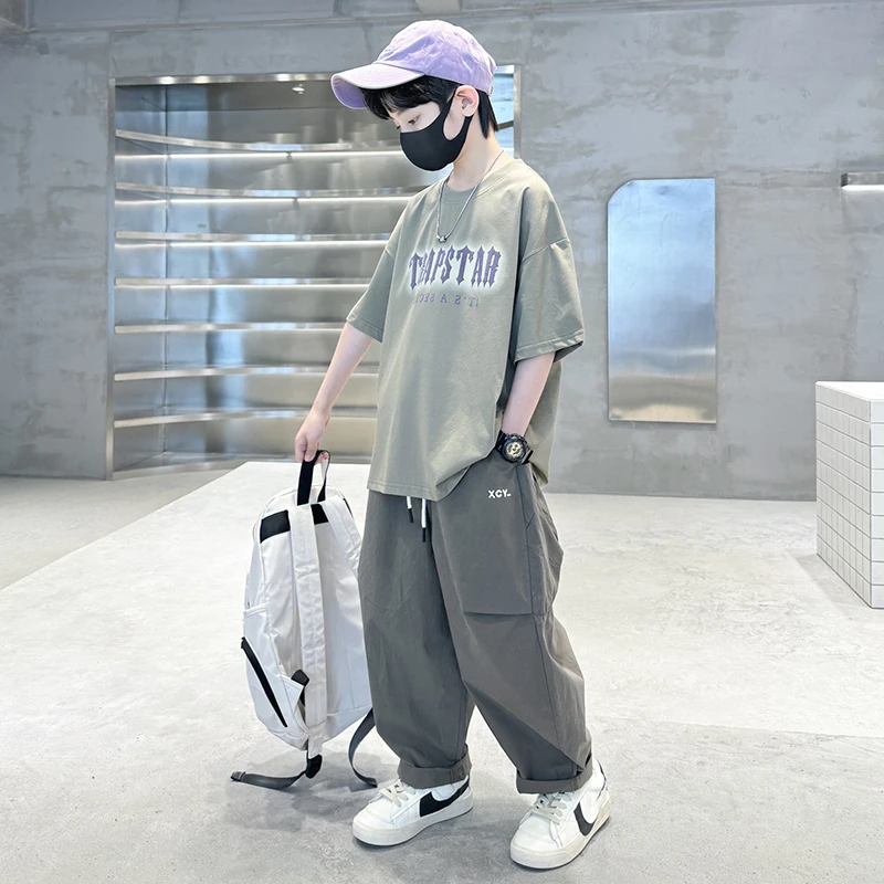 男童夏装短袖套装2025新款中大儿童装夏季男孩运动痞帅气时髦潮酷