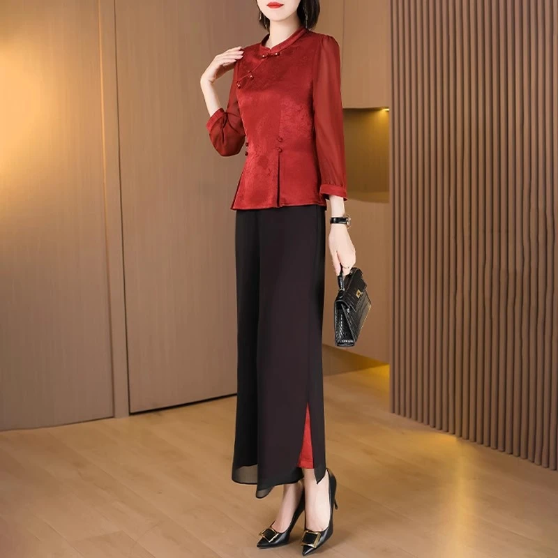 中国风两件套装女春夏2025新款喜婆婆妈结婚礼服平时可穿唐装旗袍