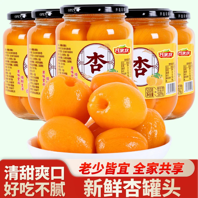 【到手4瓶】应季新果黄杏罐头水果罐头510克*4瓶优质营养开盖即食