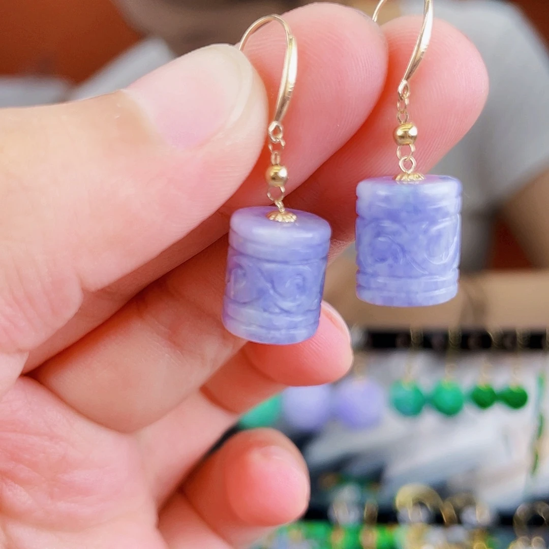 翡翠18K金镶嵌耳饰