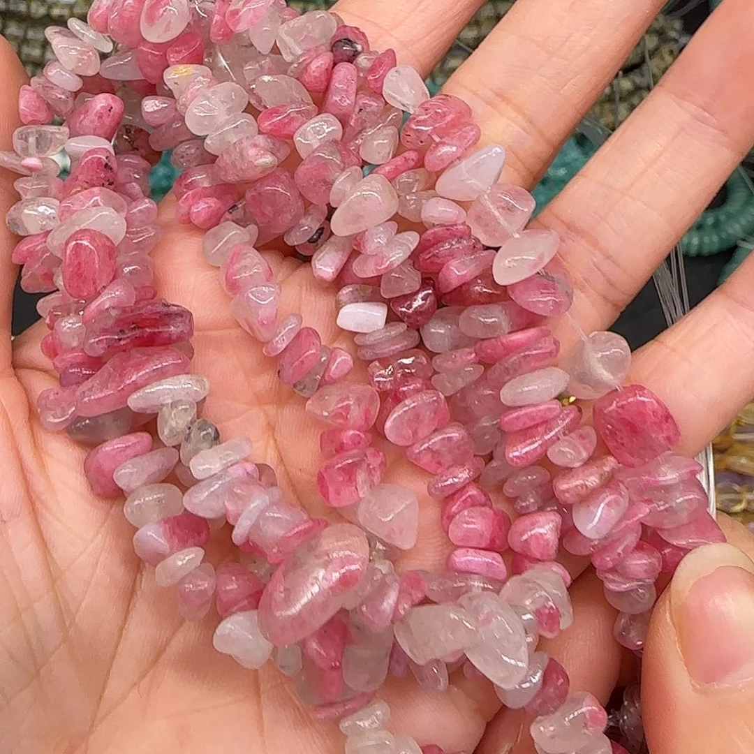 玛瑙/玉髓合金珠宝半成品樱花雨6-8mm一条随形加长