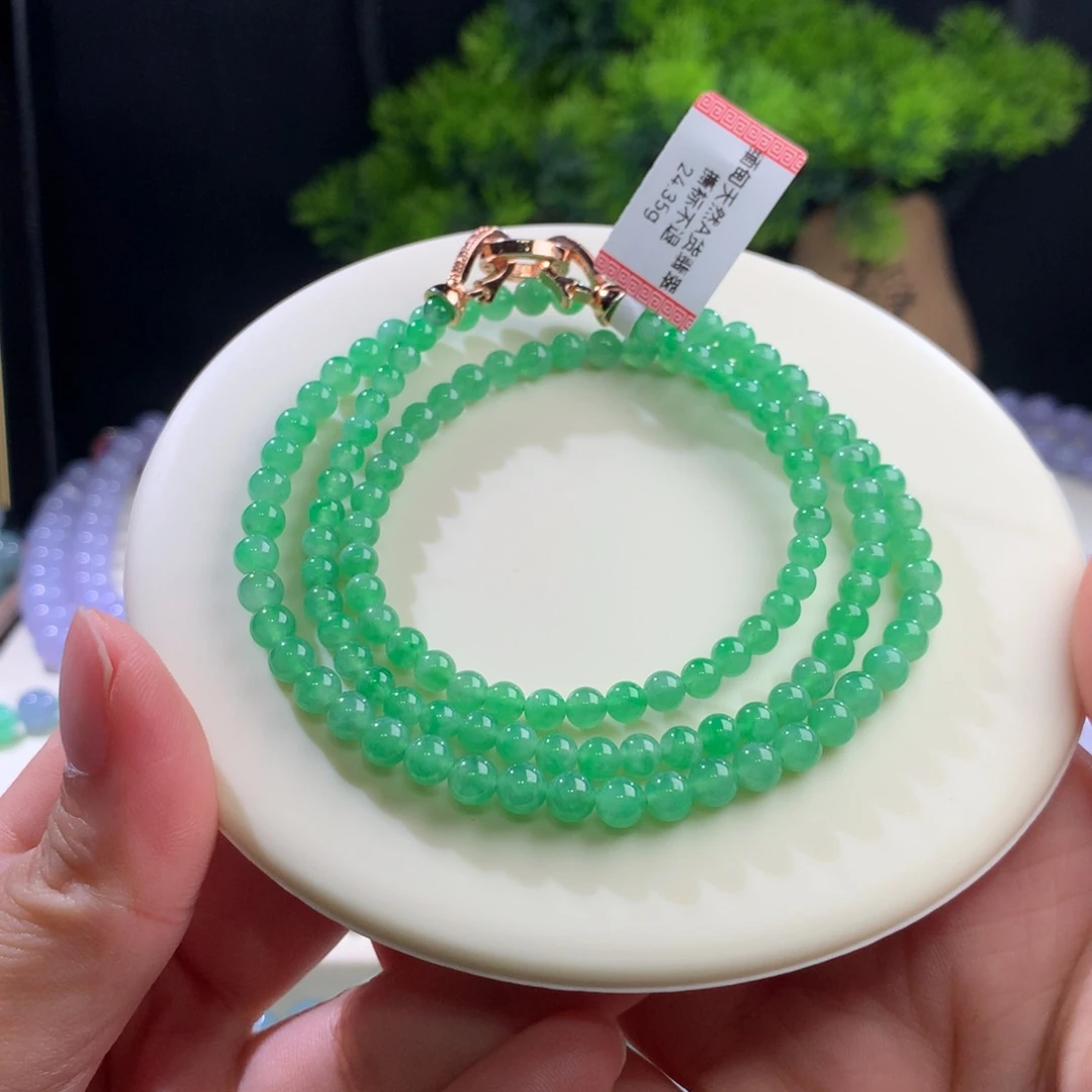 未镶嵌手串翡翠冰绿项链