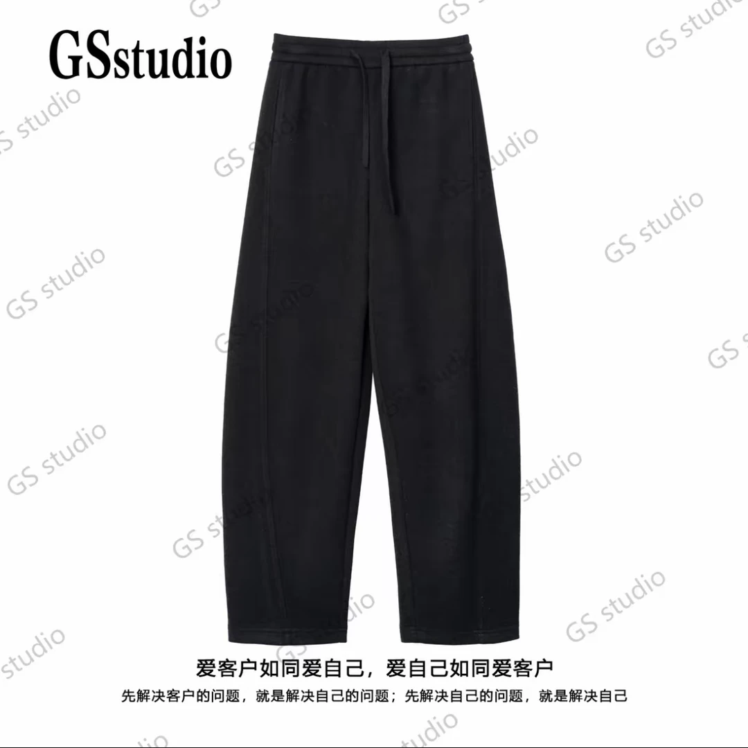 红日暖阳】秋冬新醋酸加绒男女通穿百搭显瘦弯刀裤HN65126