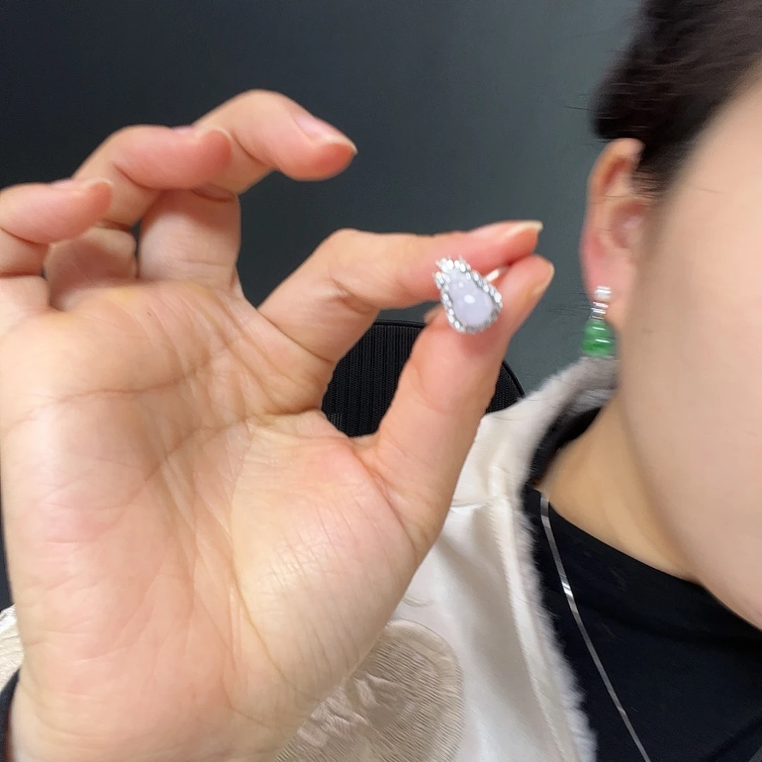 翡翠银S925镶嵌耳饰天然翡翠戒指