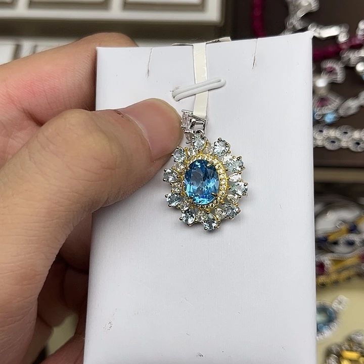 颈饰托帕石银S925镶嵌