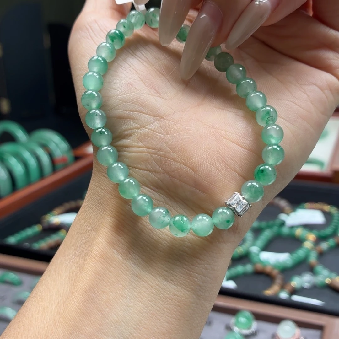 石英质玉（非洲翠）未镶嵌手镯6咪手串