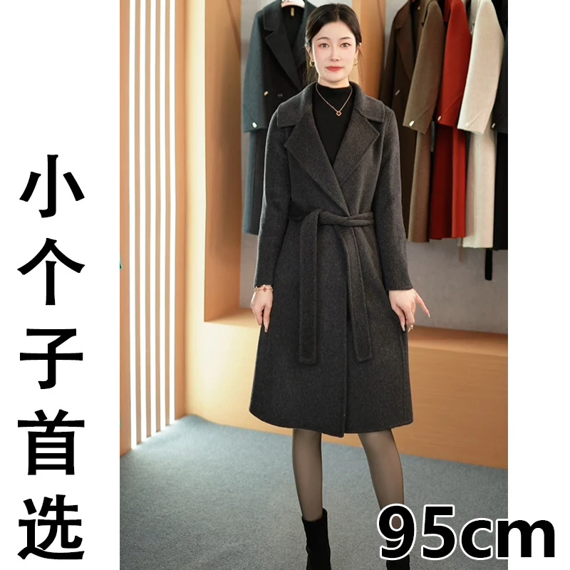 【小个子优选衣长95cm】新款长毛加厚西装领中长款双面羊毛大衣外套
