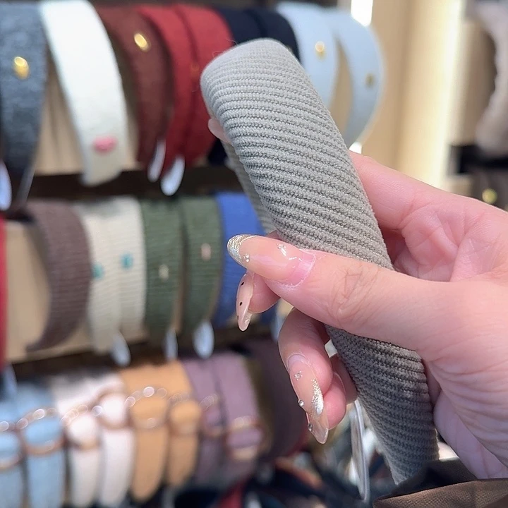 米灰色灯芯绒发箍12