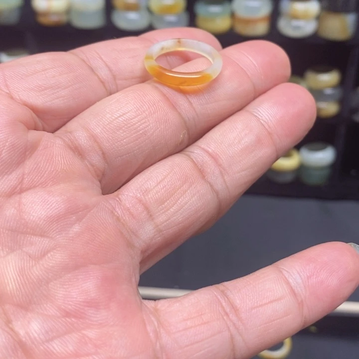 未镶嵌蛇纹石玉天然岫玉细条戒指冰透