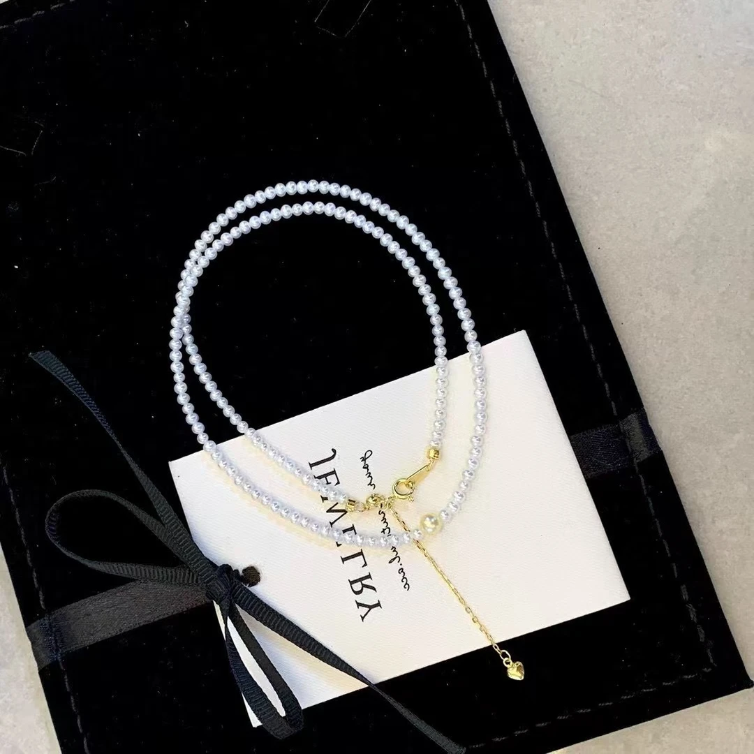 2-3mm淡水baby珠叠穿4-5mm海水珍珠akoya皇后金项链银s925尾链