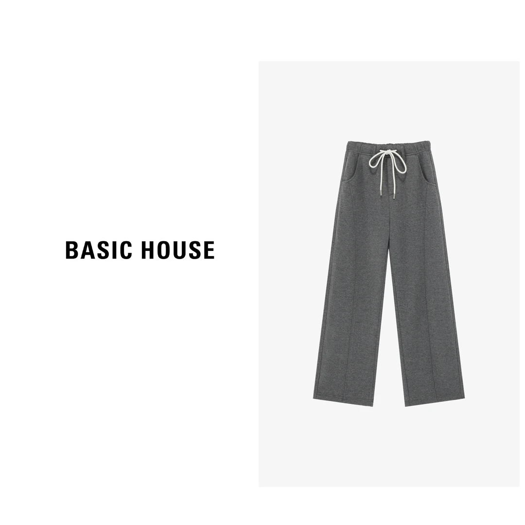 Basic House/百家好春季休闲加绒宽松显瘦长裤-B06245I3012