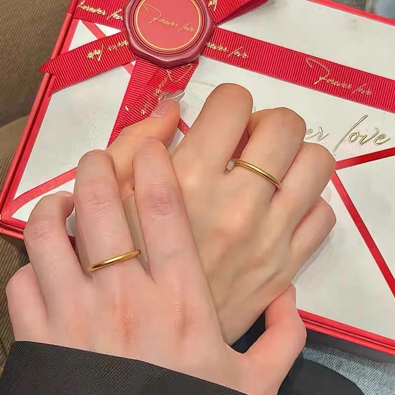 钛钢戒指 古法传承经典素圈戒指女指环素戒小众设计签收情侣对戒