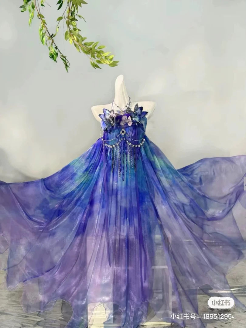 新品【暗夜蝶】汉服唐制重工刺绣国风大袖诃子刺绣改良公主仙气齐胸