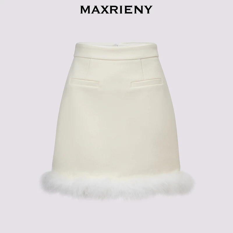 【蜜思仝】MAXRIENY精致浪漫感高腰a字半身短裙20冬季新款