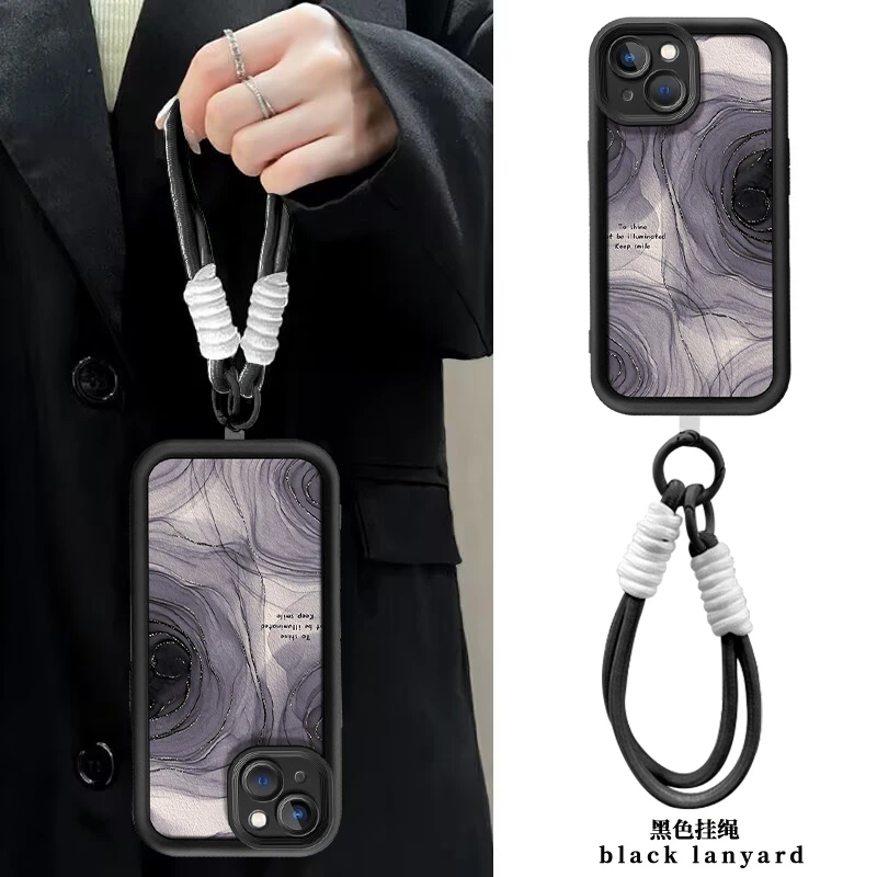 【苹果/华为/荣耀/OPPO/vivo小米】水墨纹天眼阶梯小羊皮女手机壳