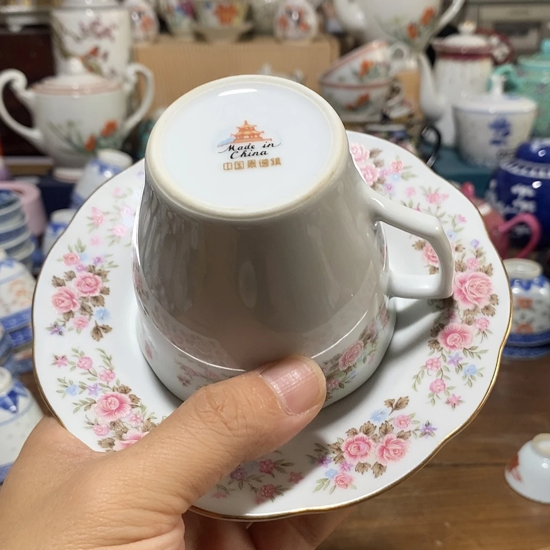 摆件外销全美品贴花咖啡杯碟