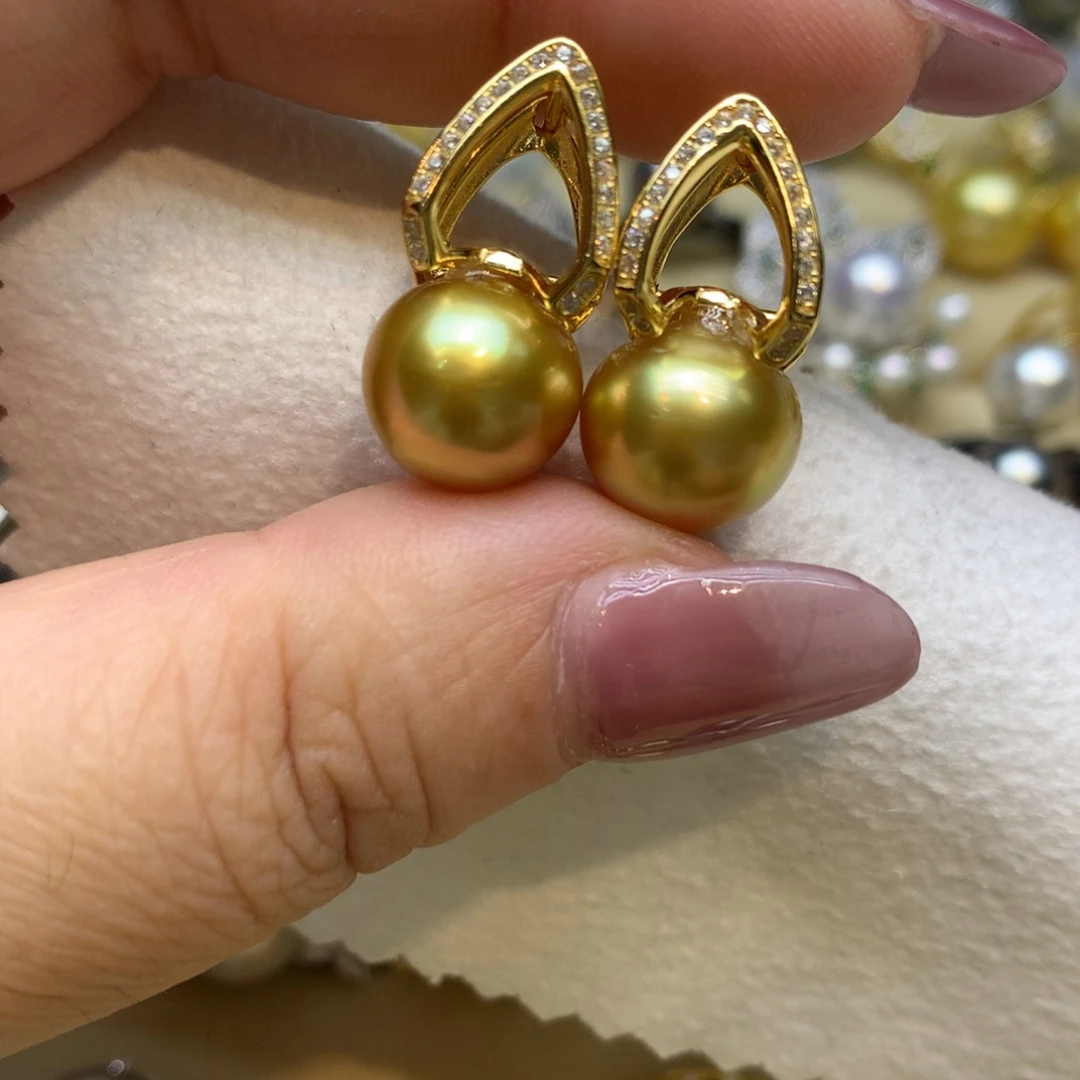 银S925镶嵌耳饰海水珍珠