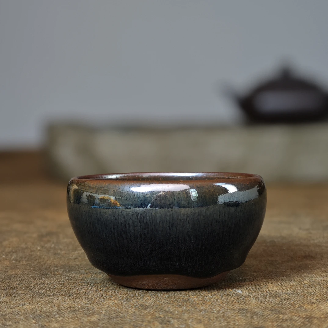 吴兴乾柴烧建盏主人杯纯手作陶瓷杯高端复古盏银光青蓝毫钵76137